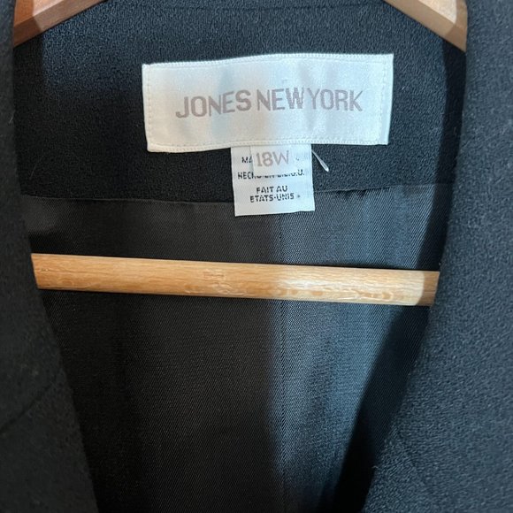 VTG 80s  Big Shoulders Double Breasted Long Wool Crepe Blazer Jacket Jones NY - Picture 6 of 6